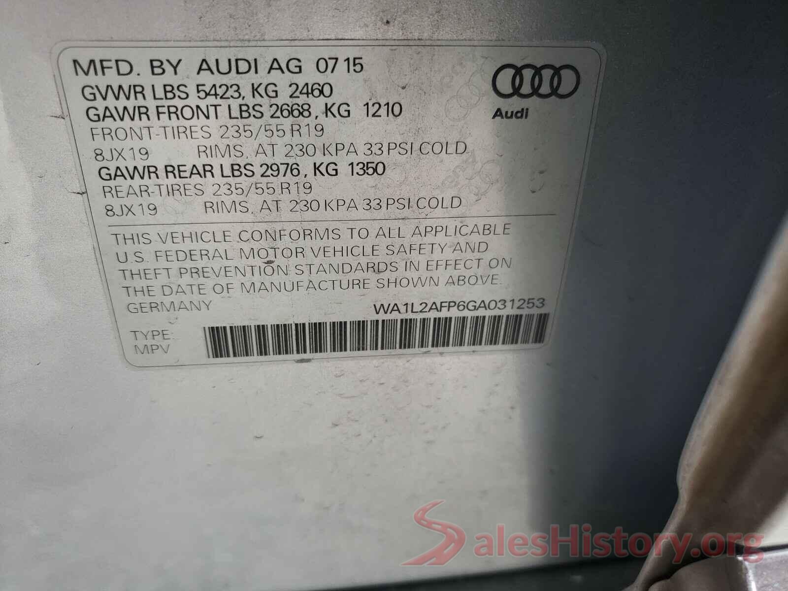 WA1L2AFP6GA031253 2016 AUDI Q5