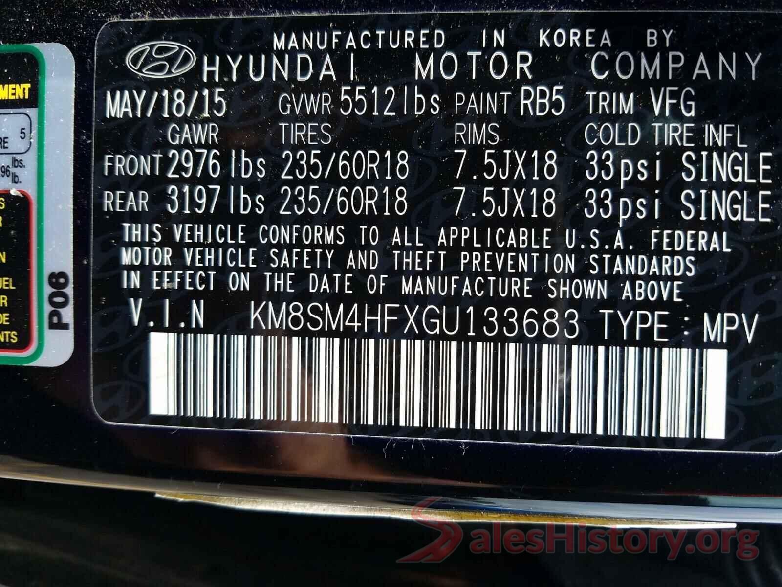 KM8SM4HFXGU133683 2016 HYUNDAI SANTA FE