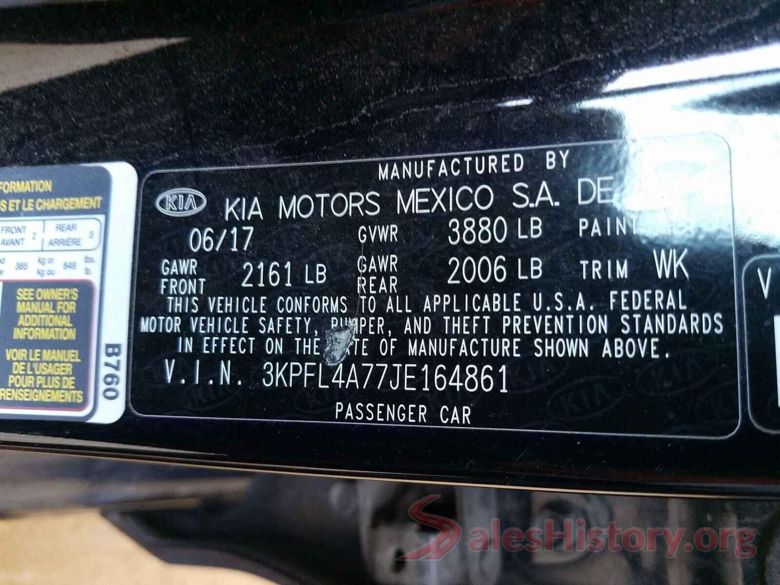 3KPFL4A77JE164861 2018 KIA FORTE