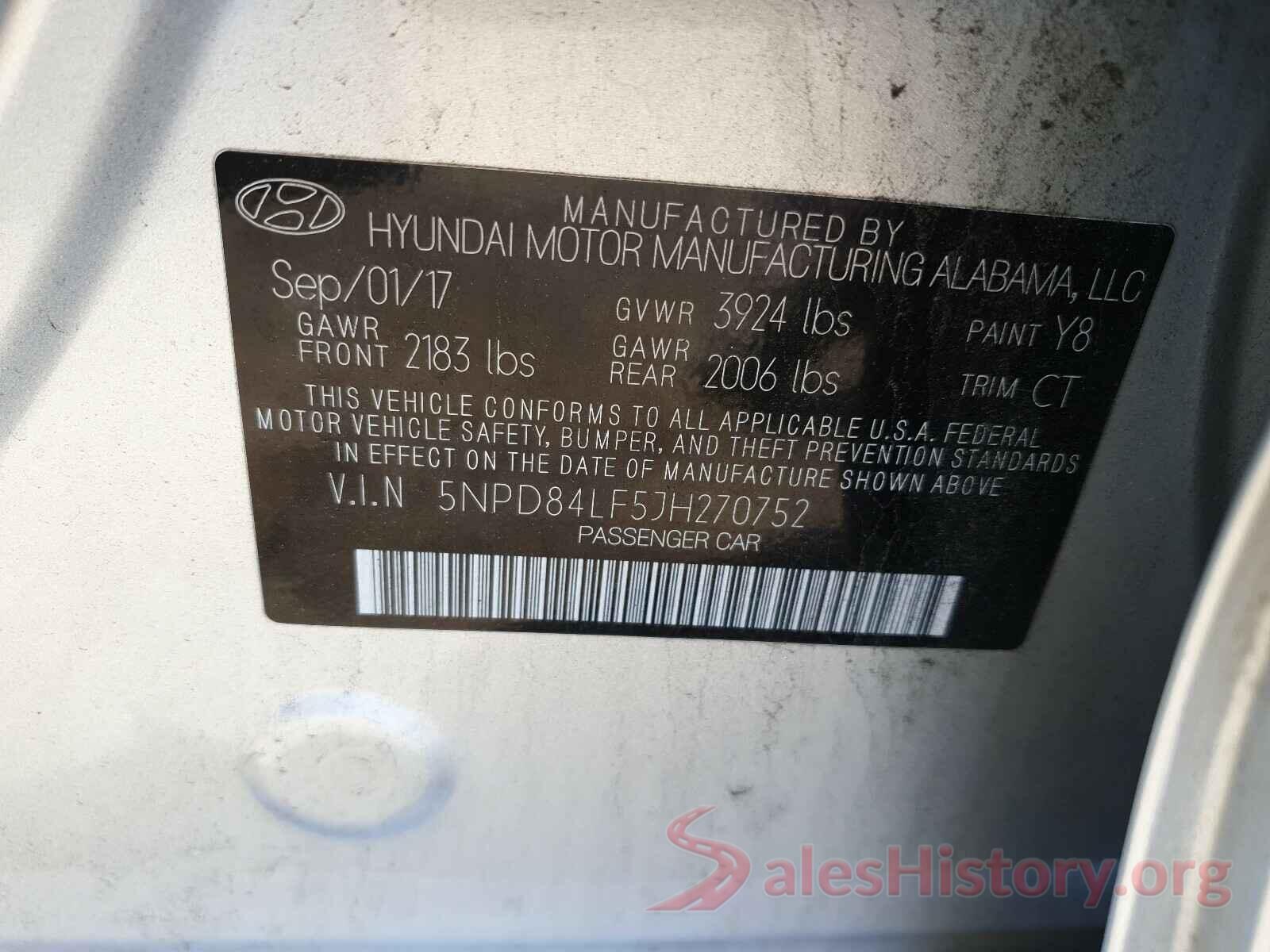 5NPD84LF5JH270752 2018 HYUNDAI ELANTRA