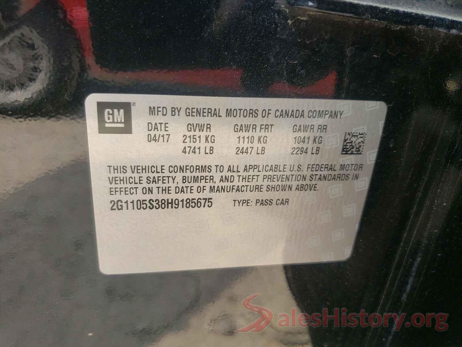 2G1105S38H9185675 2017 CHEVROLET IMPALA