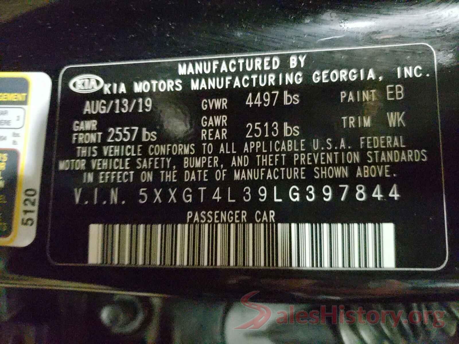 5XXGT4L39LG397844 2020 KIA OPTIMA