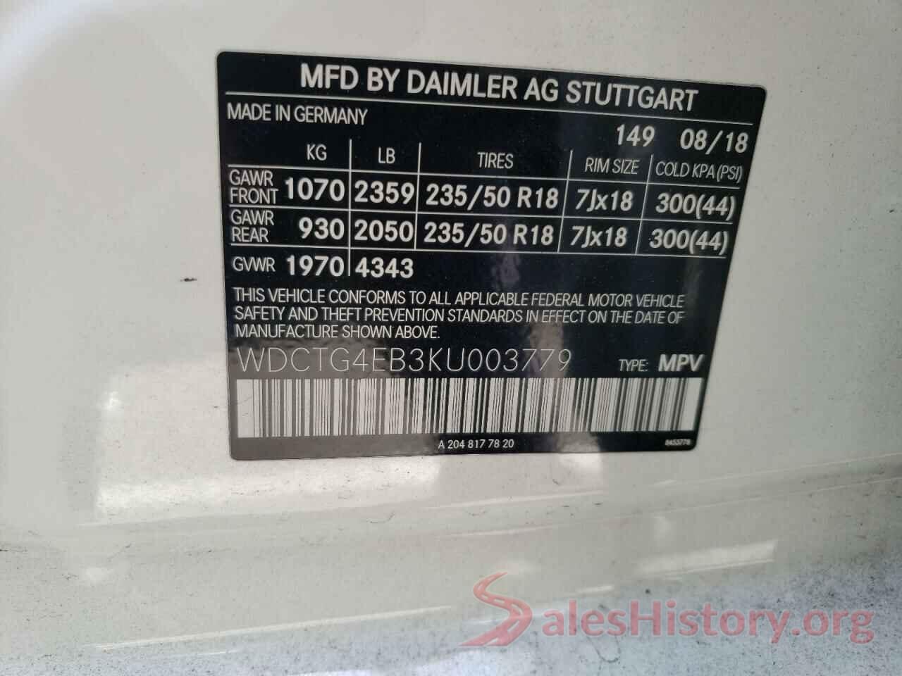 WDCTG4EB3KU003779 2019 MERCEDES-BENZ G CLASS