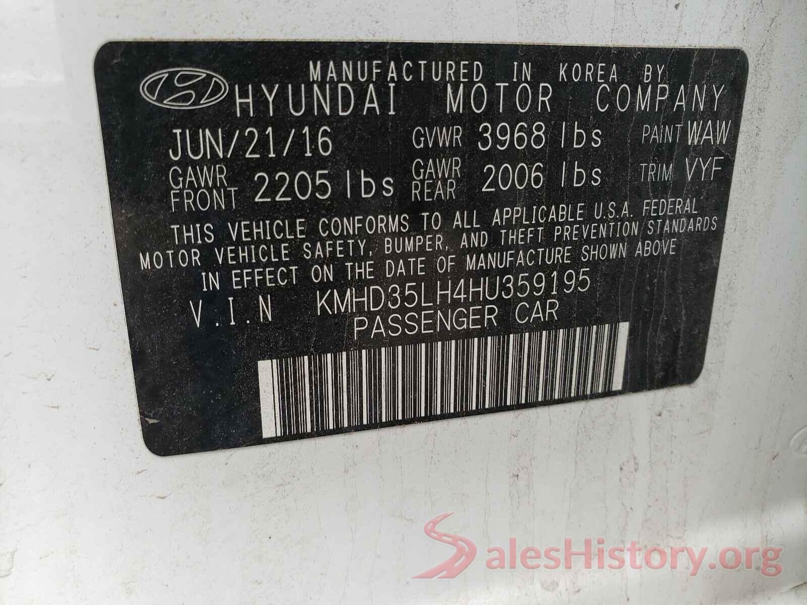 KMHD35LH4HU359195 2017 HYUNDAI ELANTRA