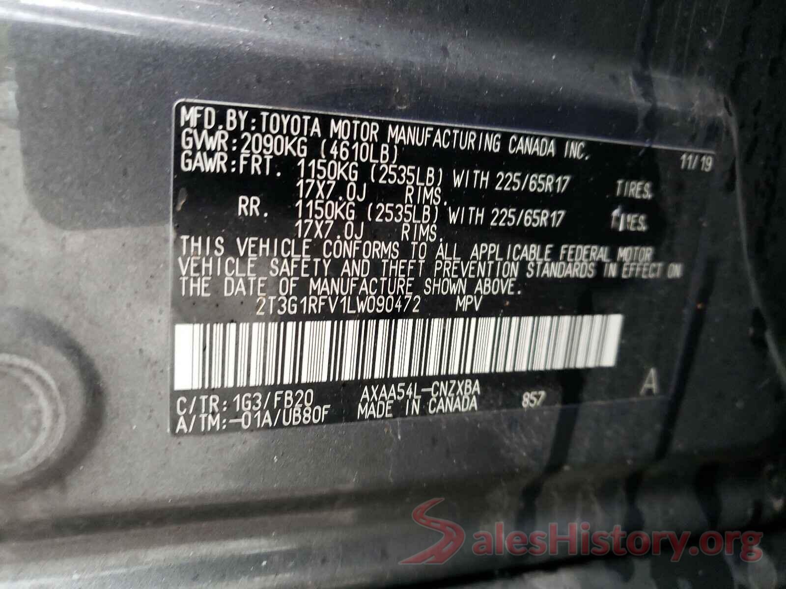 2T3G1RFV1LW090472 2020 TOYOTA RAV4