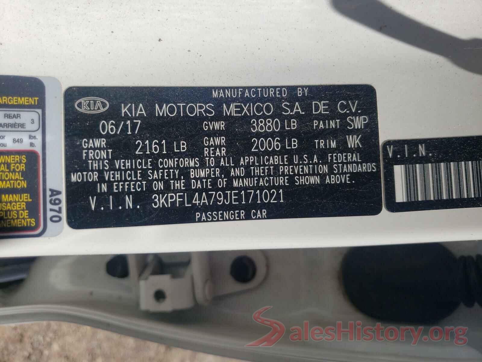 3KPFL4A79JE171021 2018 KIA FORTE