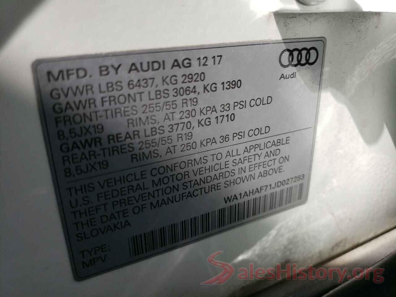 WA1AHAF71JD027283 2018 AUDI Q7