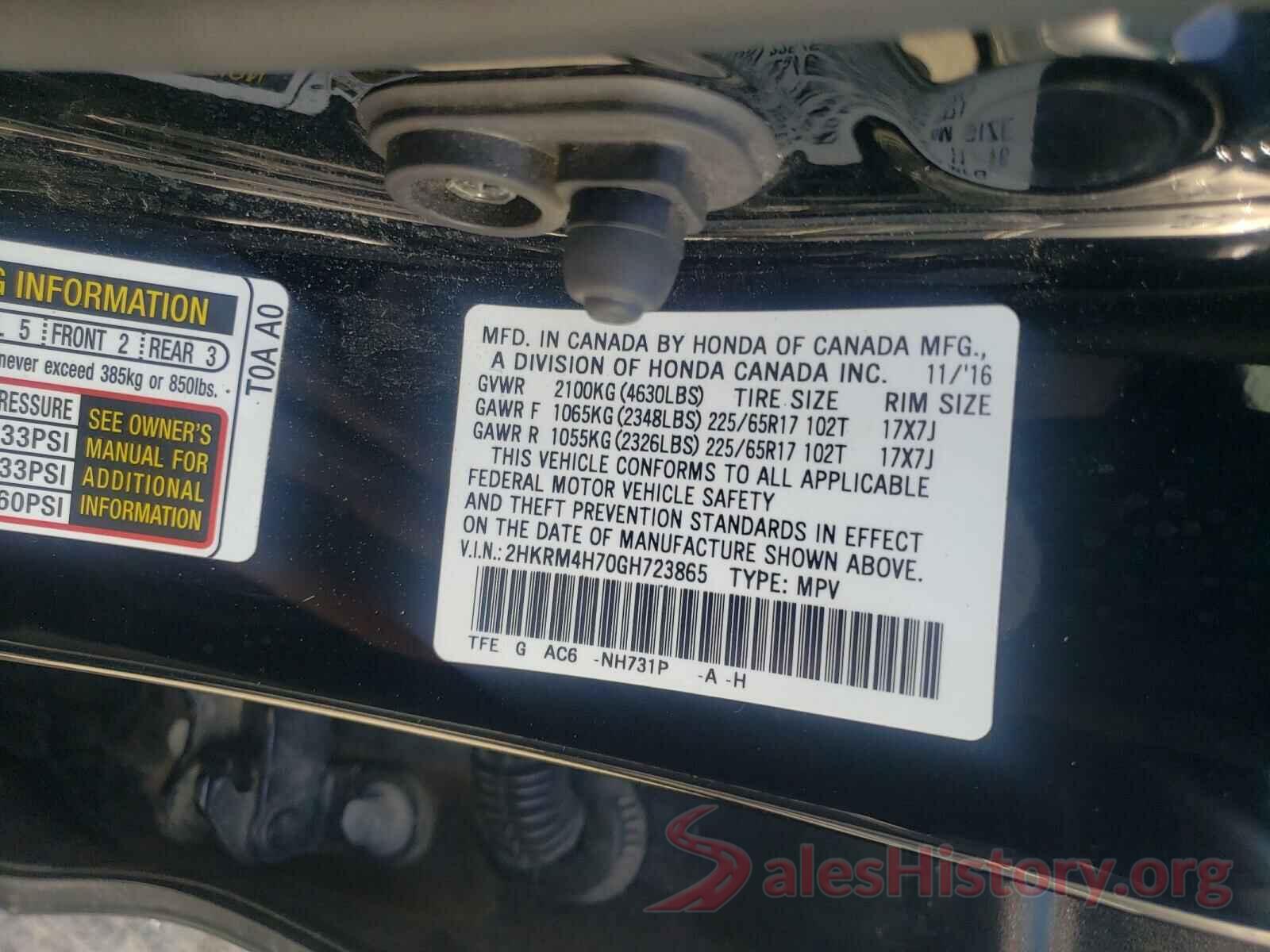 2HKRM4H70GH723865 2016 HONDA CRV