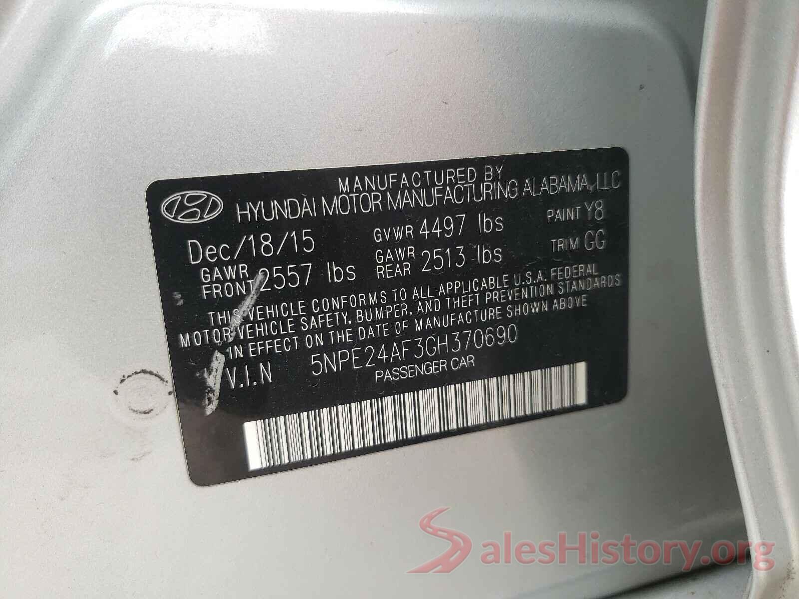 5NPE24AF3GH370690 2016 HYUNDAI SONATA