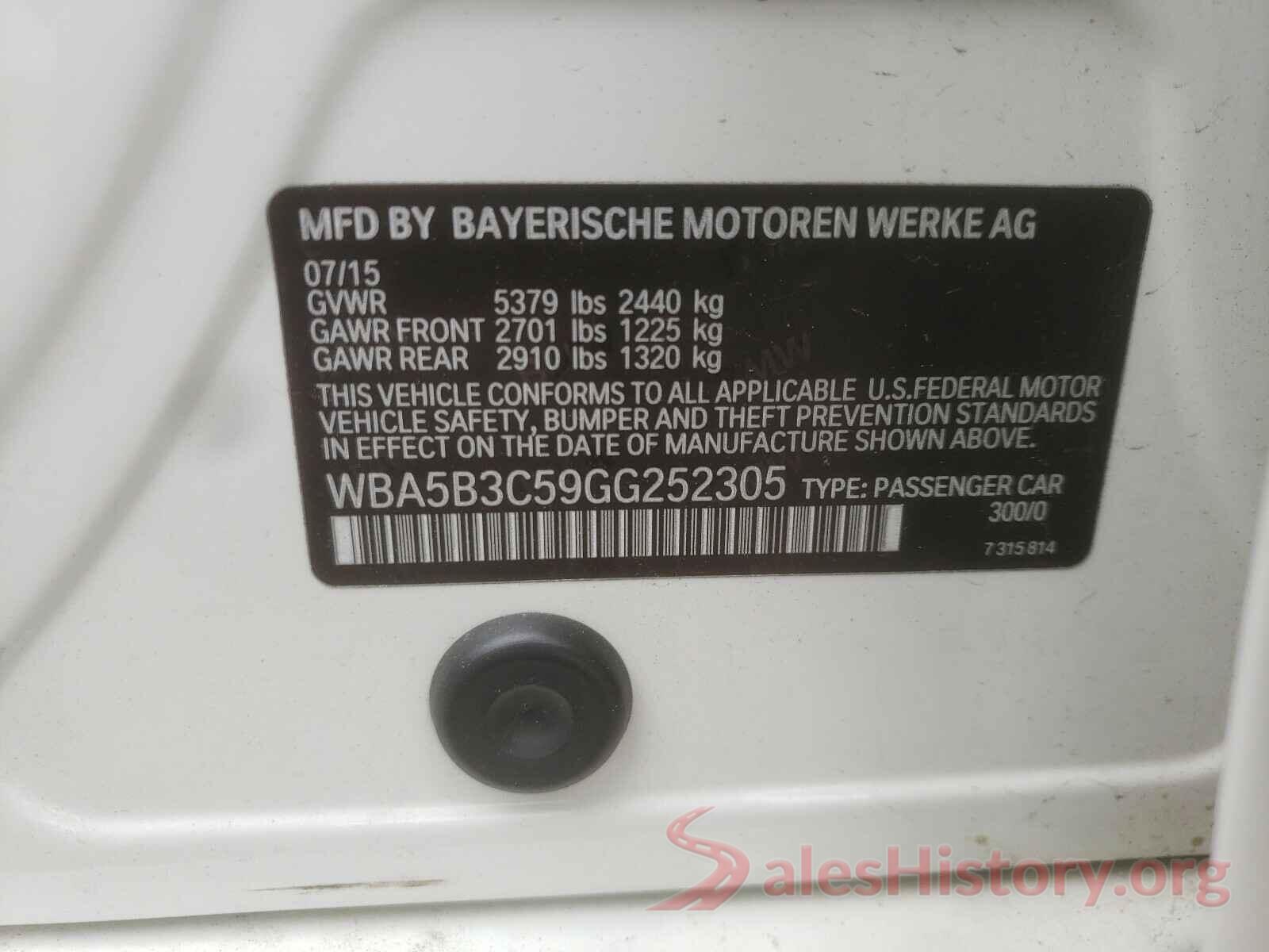 WBA5B3C59GG252305 2016 BMW 5 SERIES