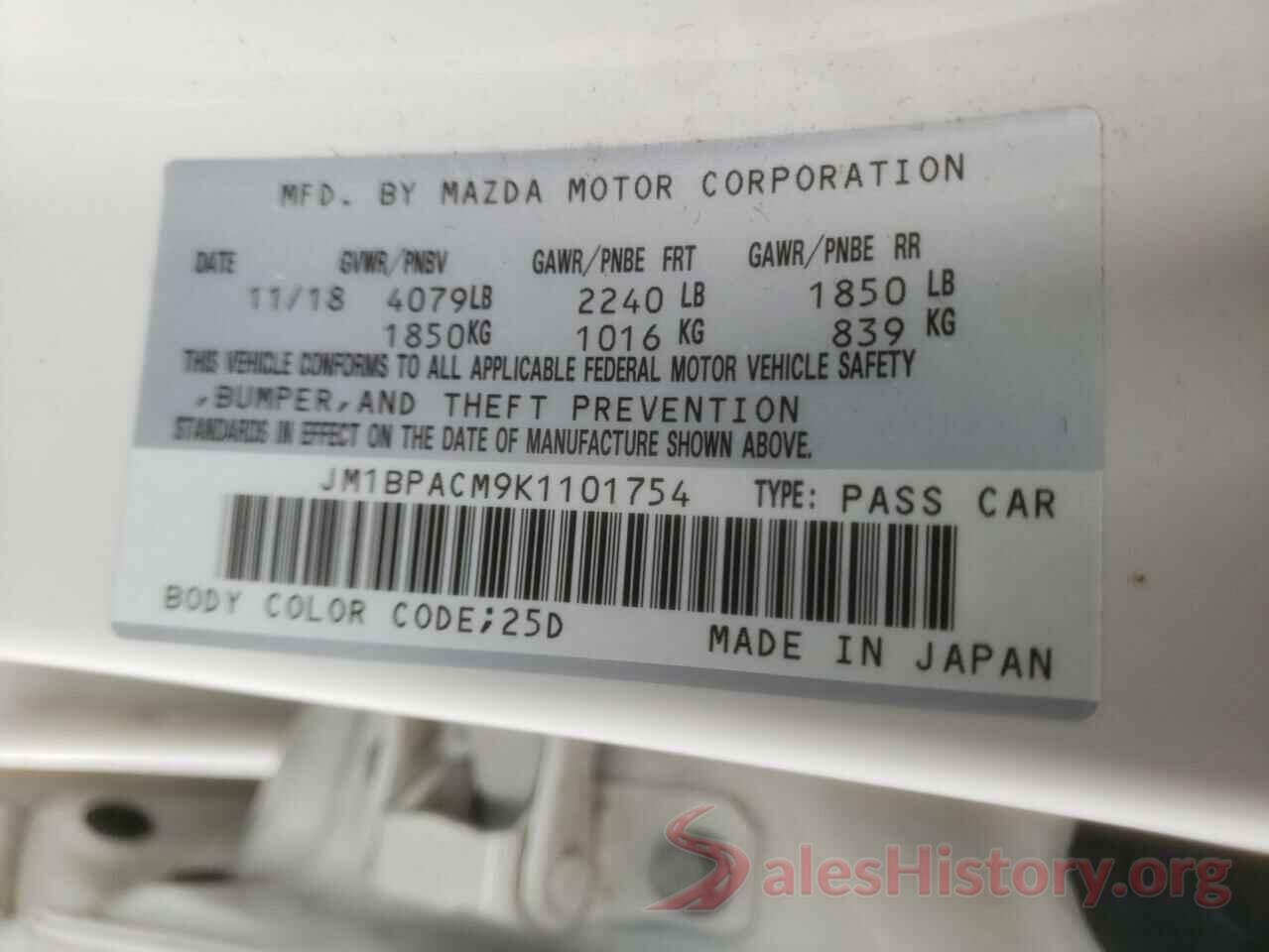 JM1BPACM9K1101754 2019 MAZDA 3