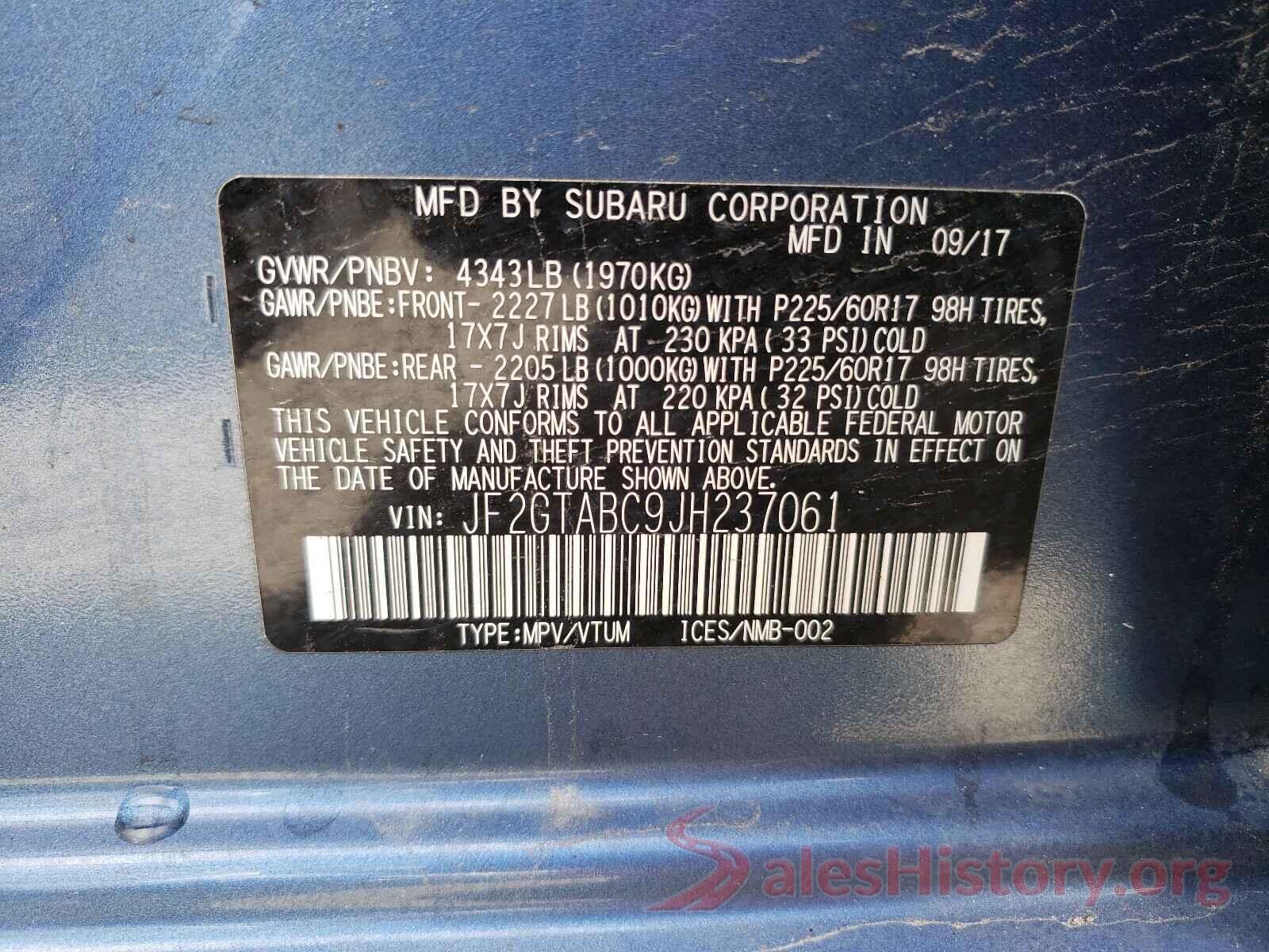 JF2GTABC9JH237061 2018 SUBARU CROSSTREK