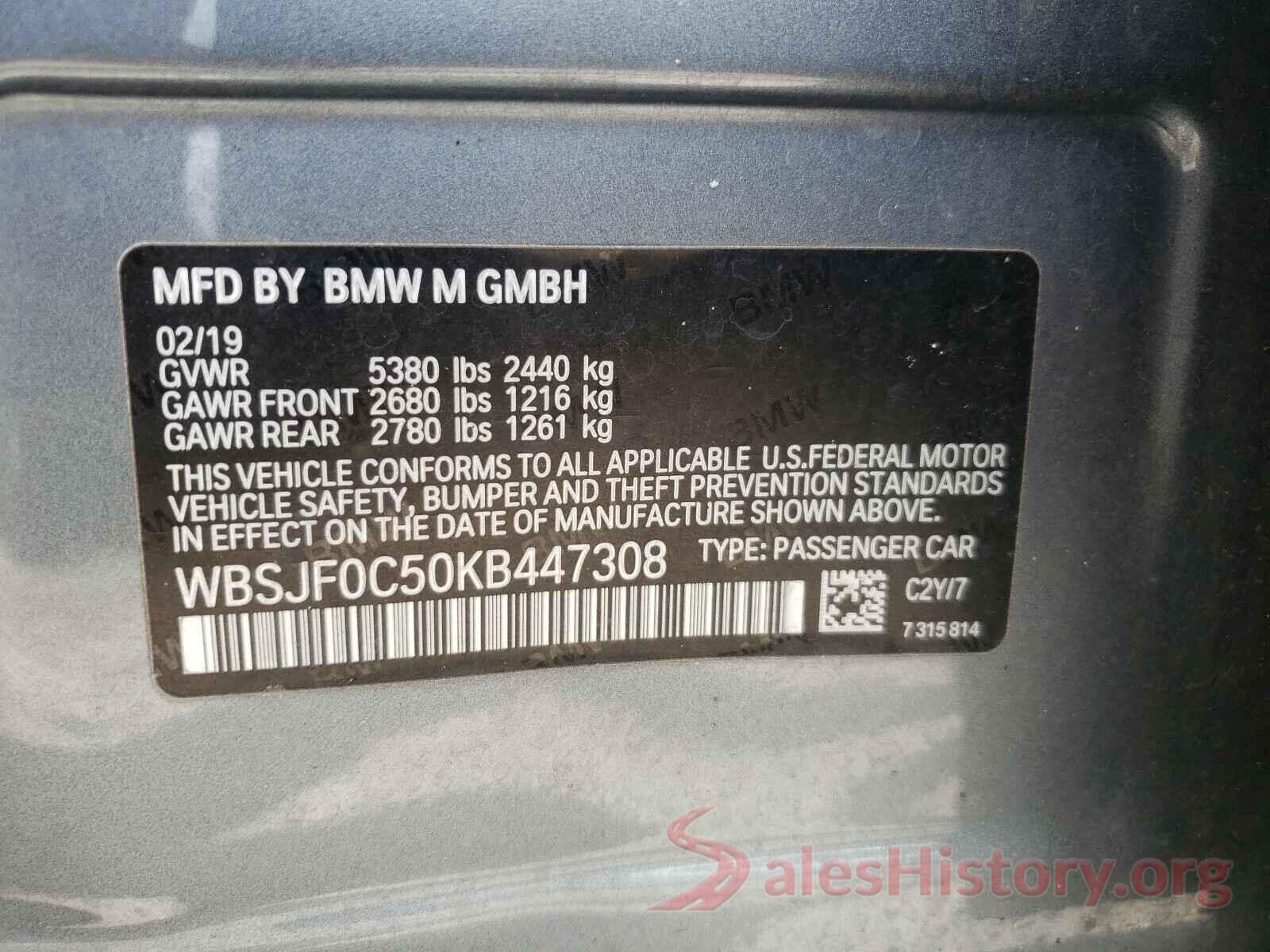 WBSJF0C50KB447308 2019 BMW M5