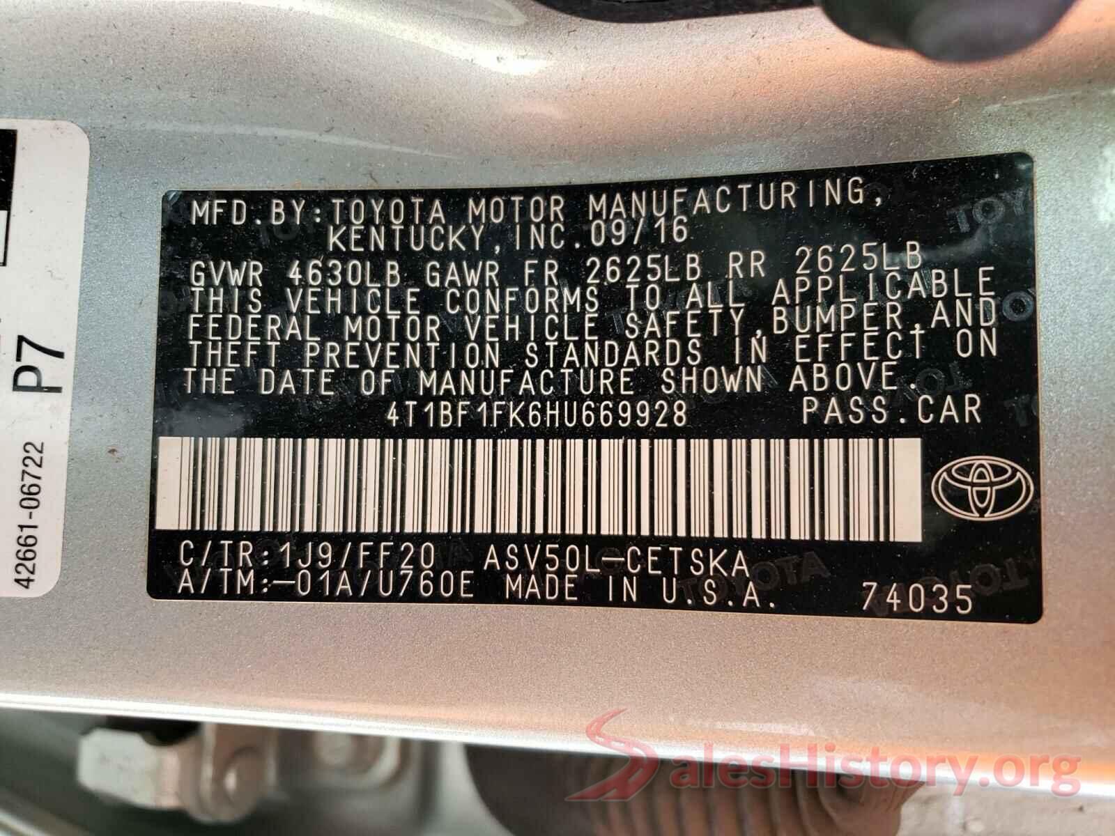 4T1BF1FK6HU669928 2017 TOYOTA CAMRY