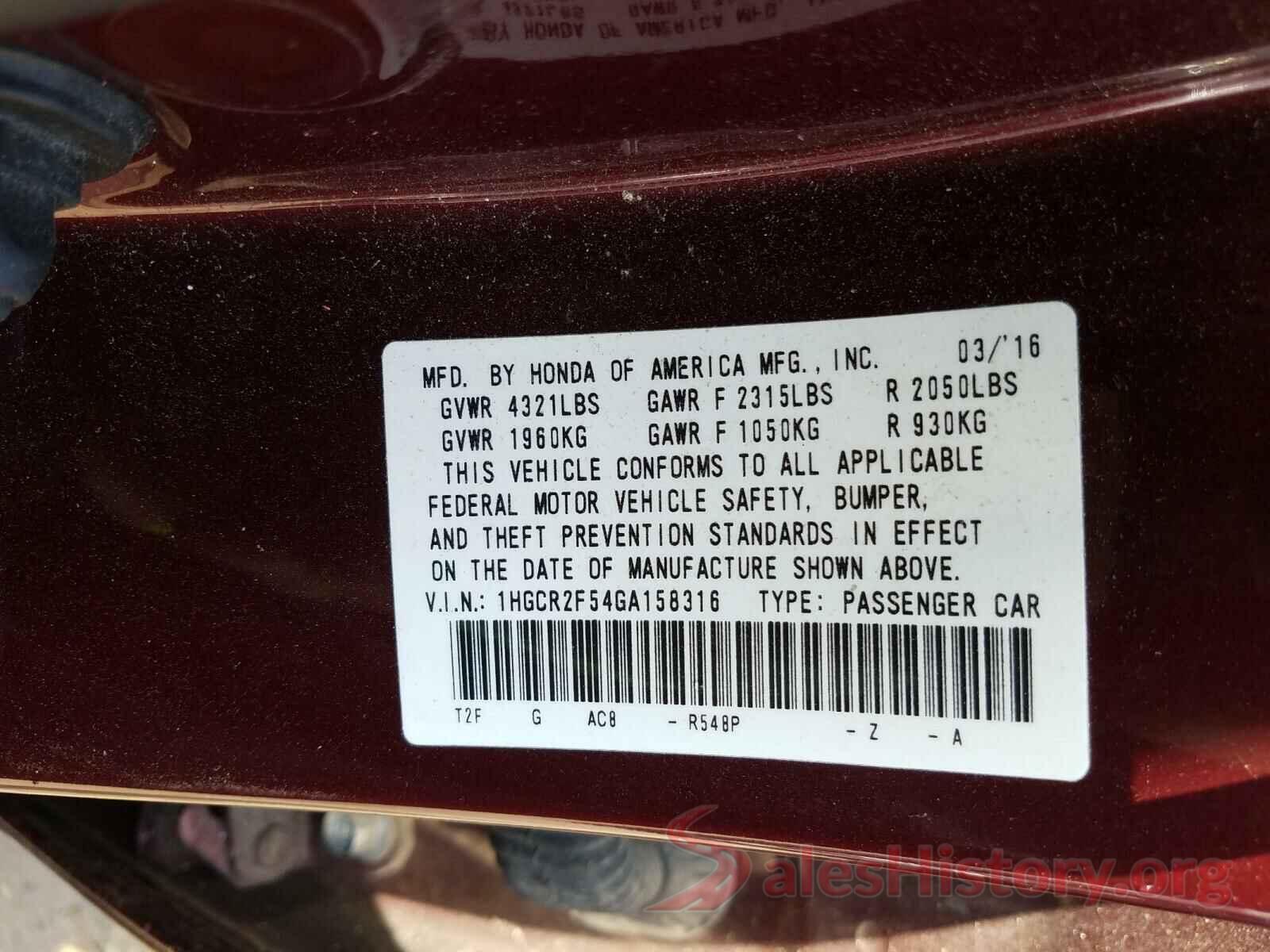 1HGCR2F54GA158316 2016 HONDA ACCORD