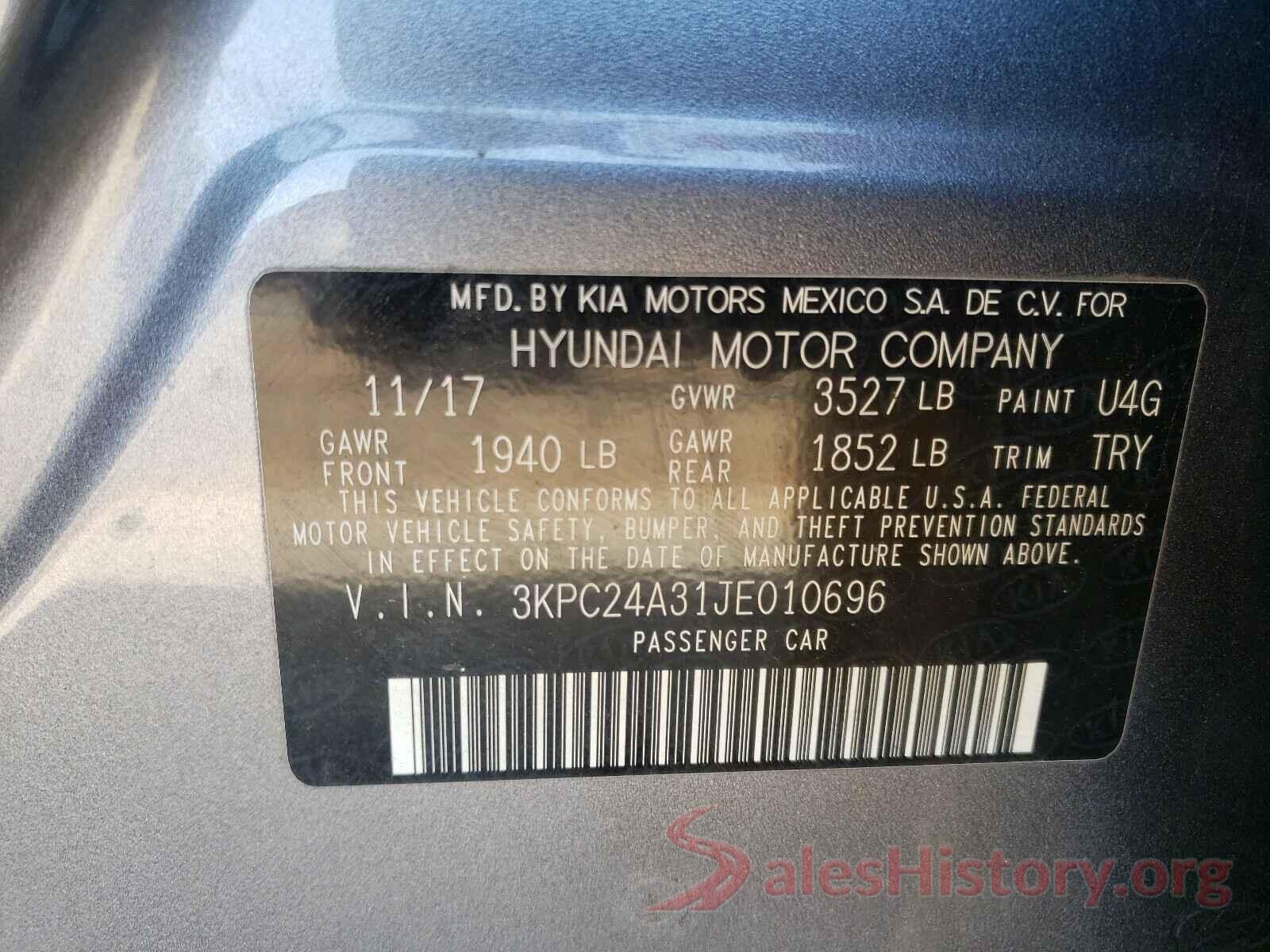 3KPC24A31JE010696 2018 HYUNDAI ACCENT