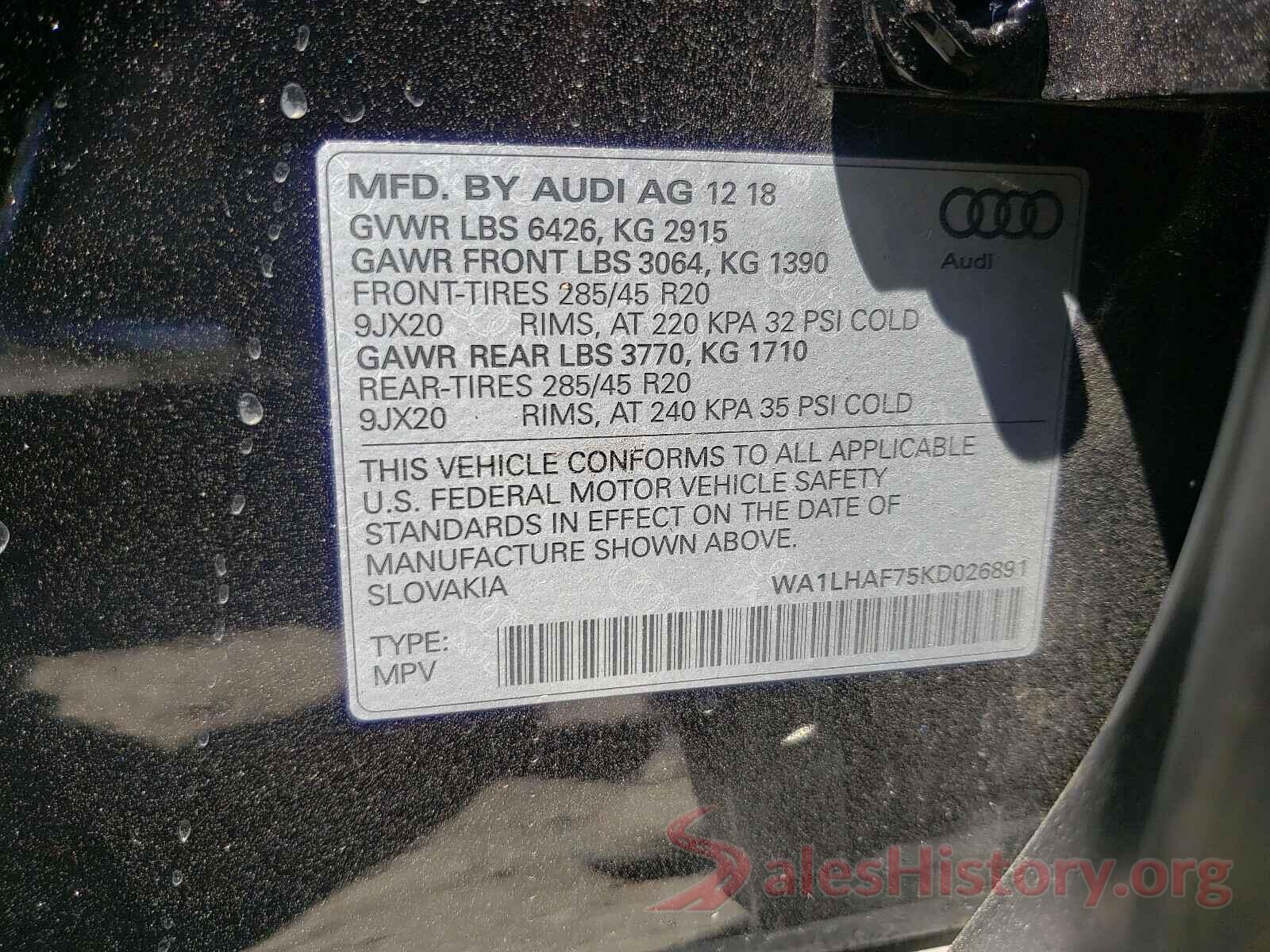 WA1LHAF75KD026891 2019 AUDI Q7