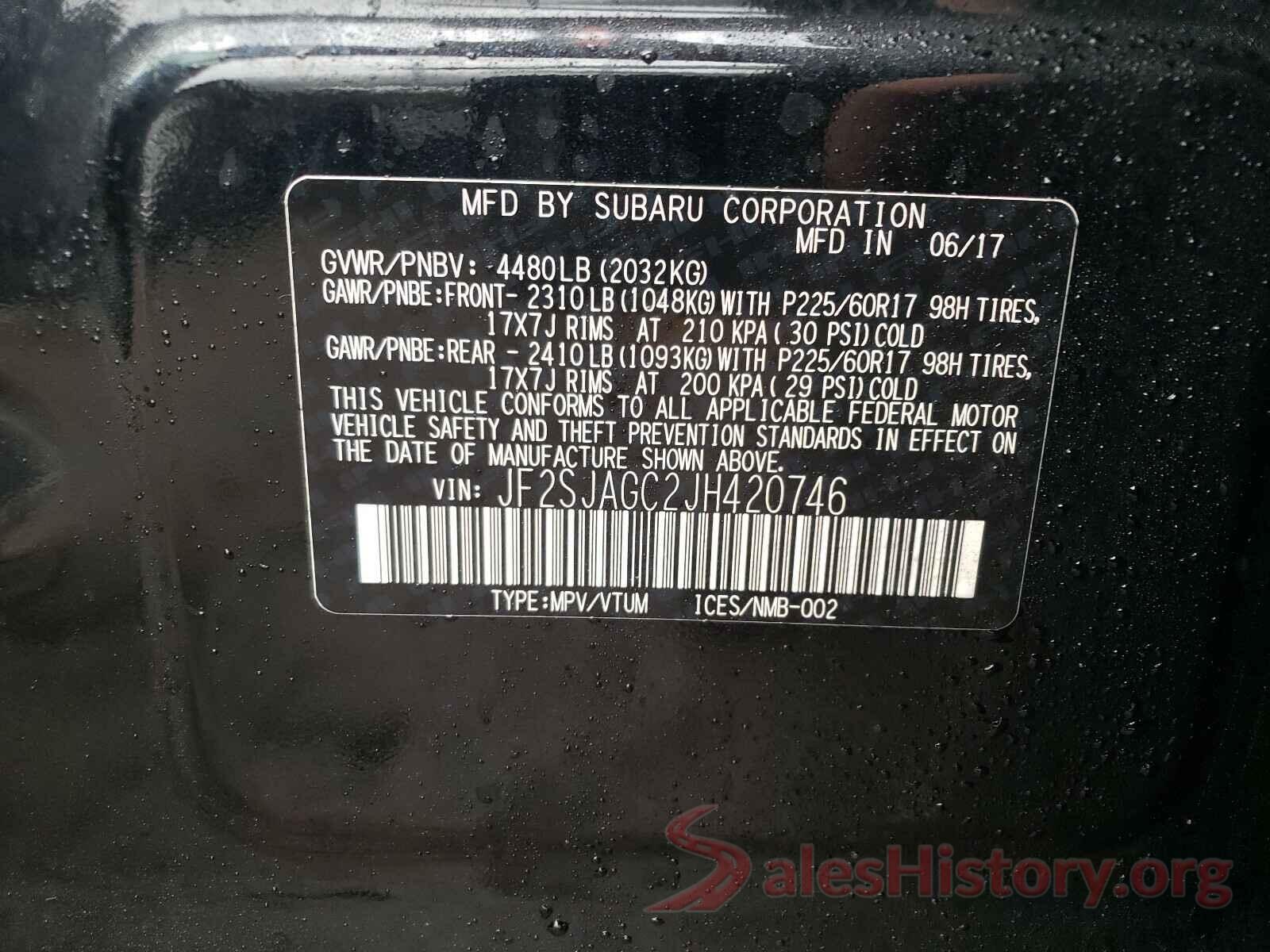 JF2SJAGC2JH420746 2018 SUBARU FORESTER