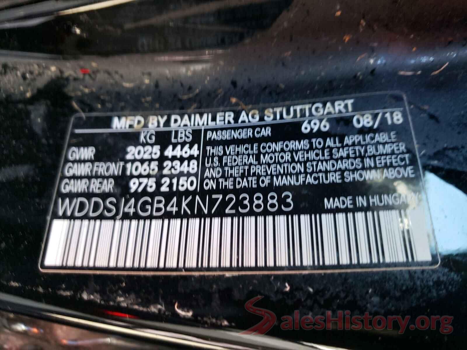 WDDSJ4GB4KN723883 2019 MERCEDES-BENZ C CLASS