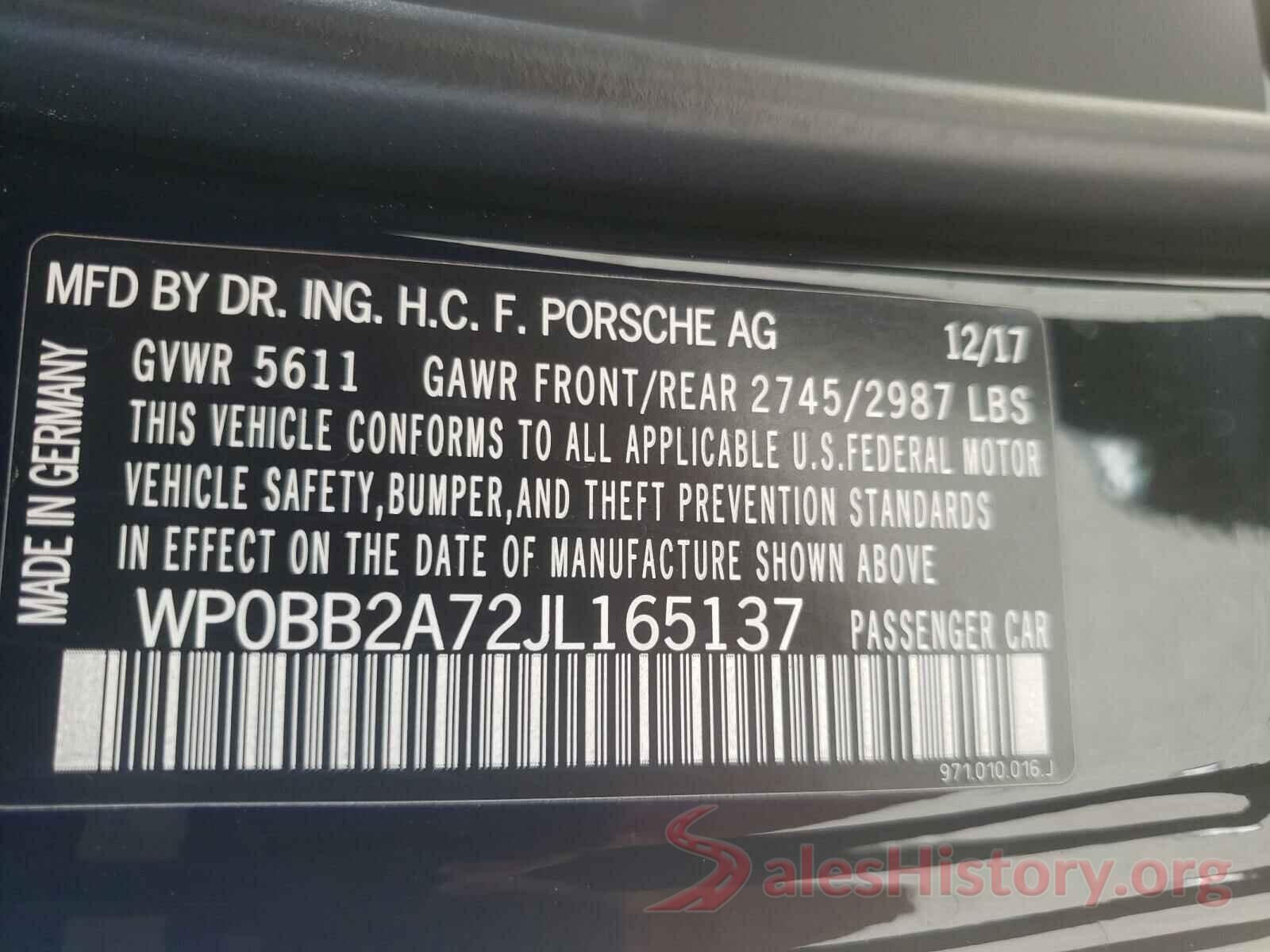 WP0BB2A72JL165137 2018 PORSCHE PANAMERA