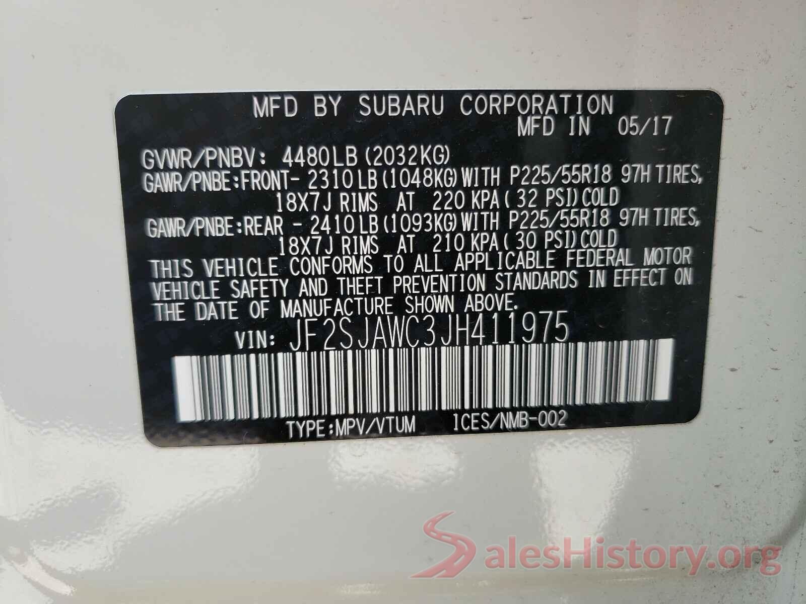 JF2SJAWC3JH411975 2018 SUBARU FORESTER