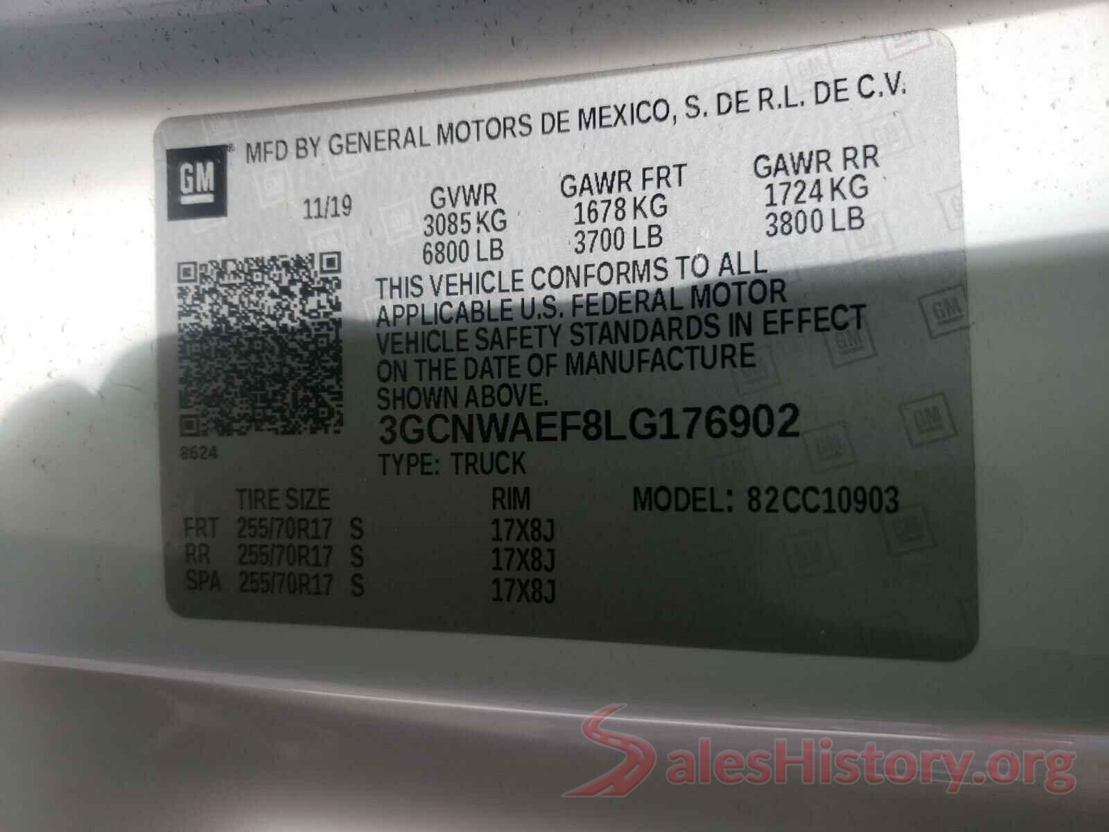 3GCNWAEF8LG176902 2020 CHEVROLET SILVERADO