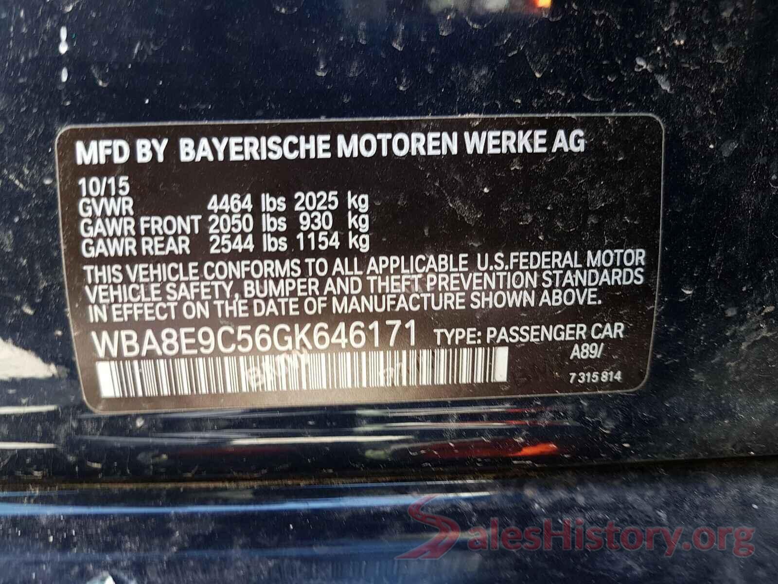 WBA8E9C56GK646171 2016 BMW 3 SERIES