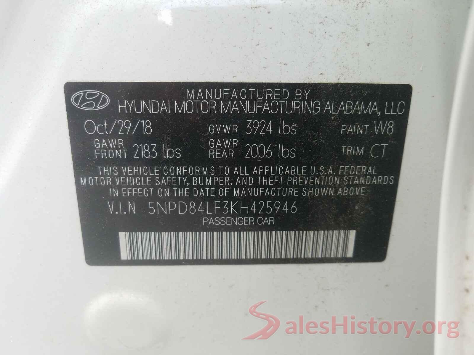 5NPD84LF3KH425946 2019 HYUNDAI ELANTRA