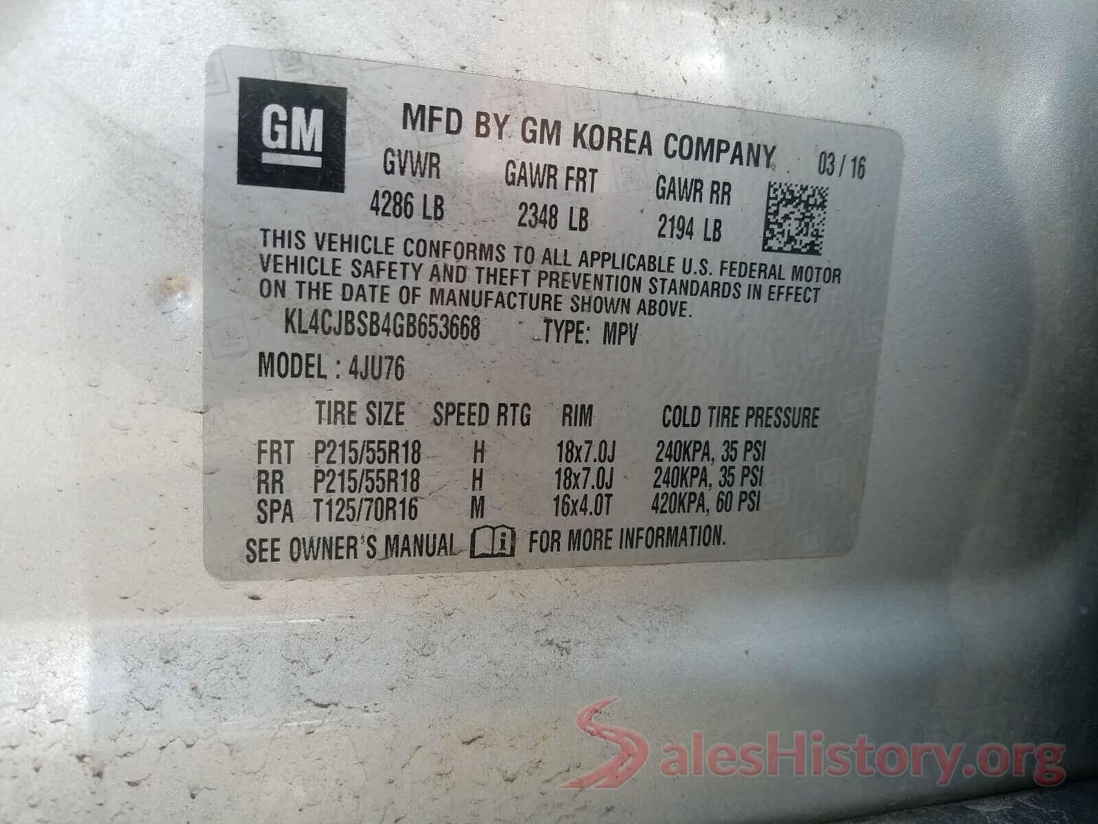 KL4CJBSB4GB653668 2016 BUICK ENCORE