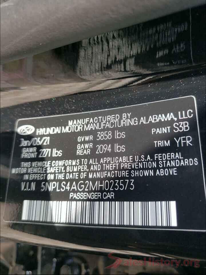 5NPLS4AG2MH023573 2021 HYUNDAI ELANTRA