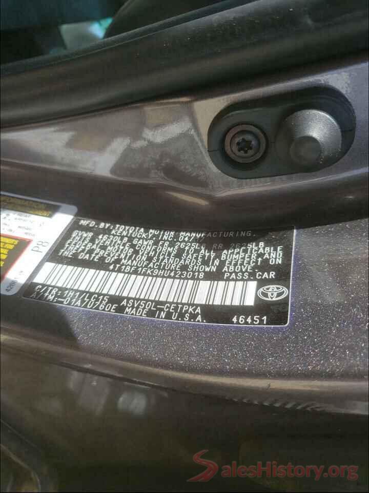 4T1BF1FK9HU423018 2017 TOYOTA CAMRY