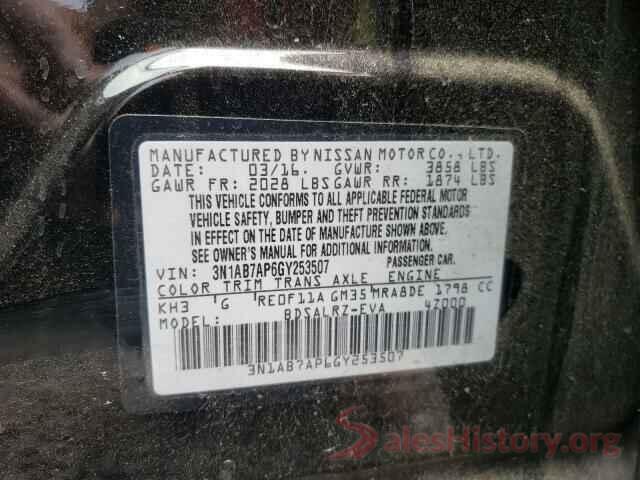 3N1AB7AP6GY253507 2016 NISSAN SENTRA