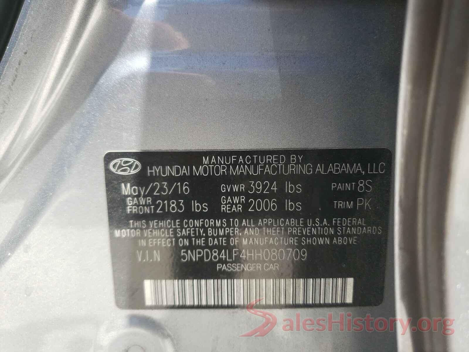 5NPD84LF4HH080709 2017 HYUNDAI ELANTRA