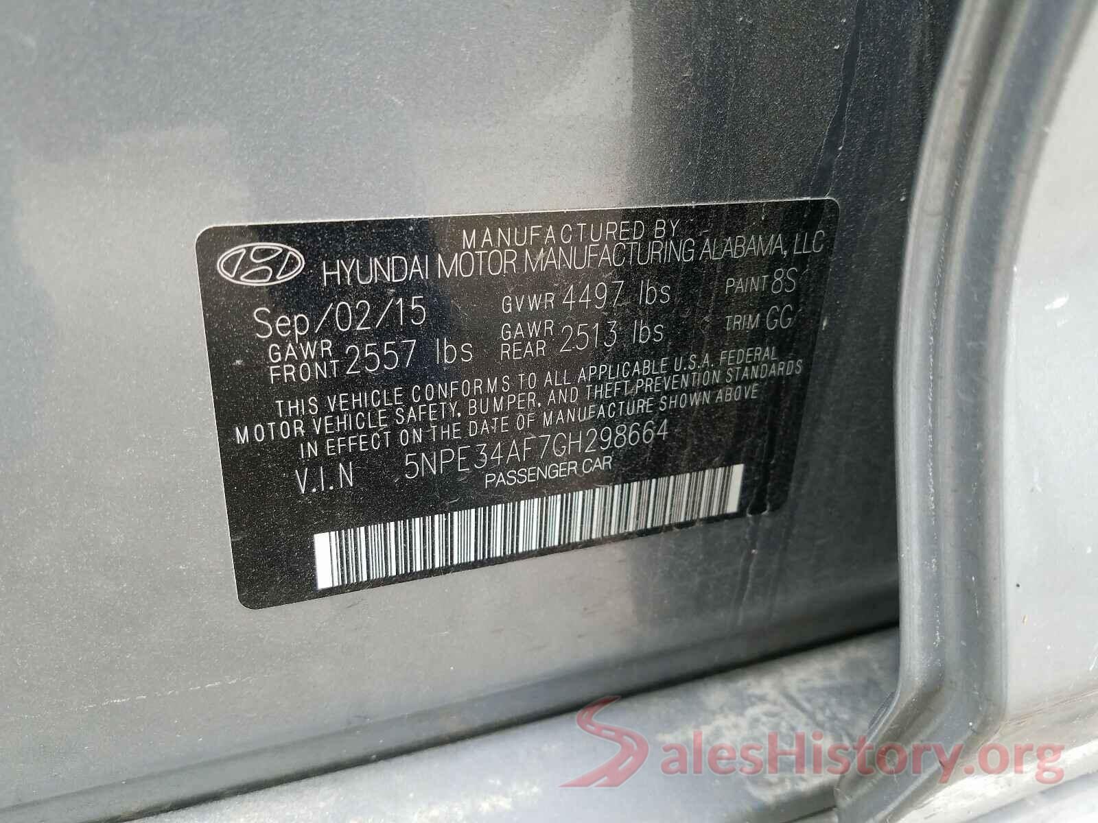 5NPE34AF7GH298664 2016 HYUNDAI SONATA