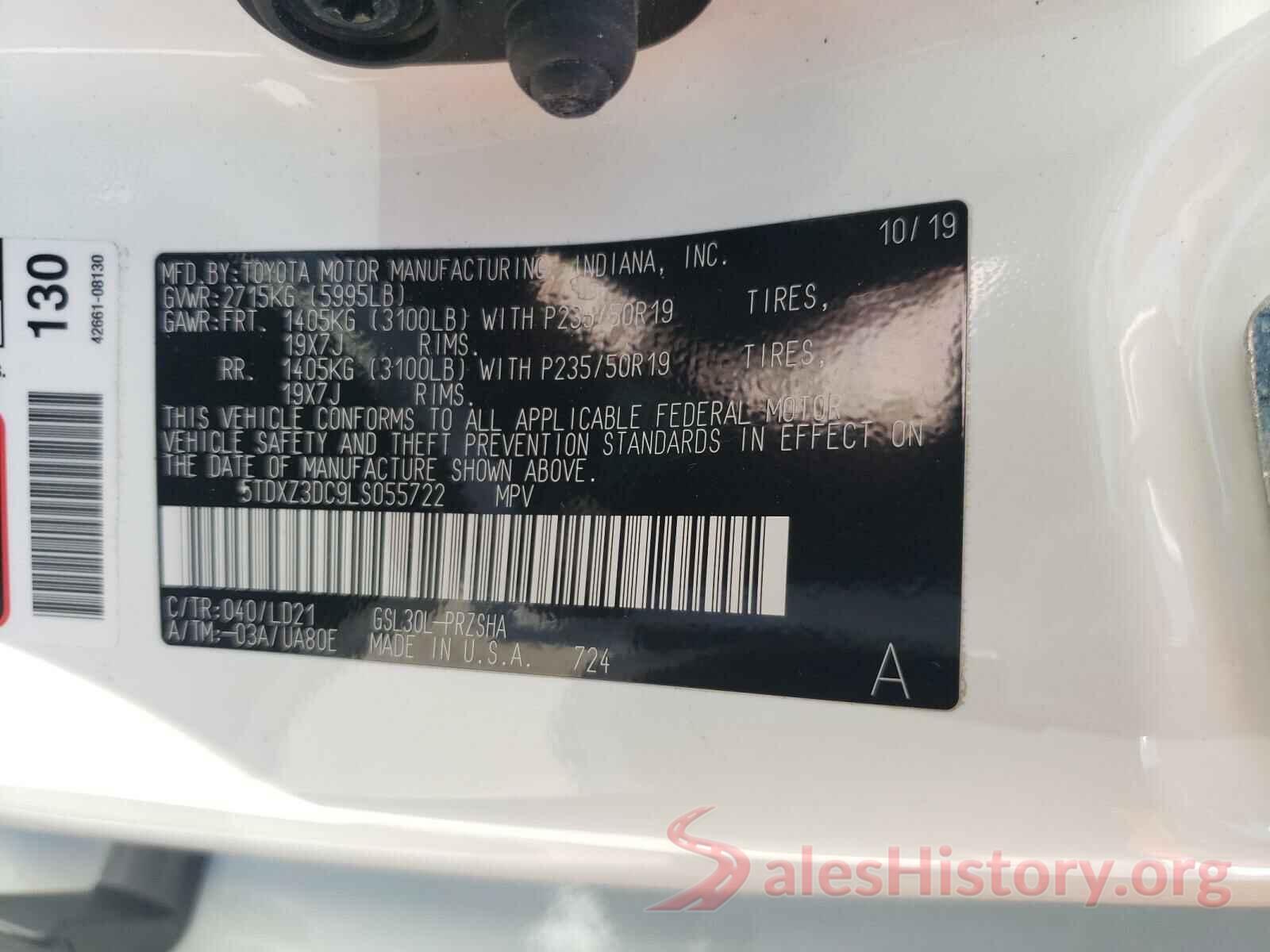 5TDXZ3DC9LS055722 2020 TOYOTA SIENNA