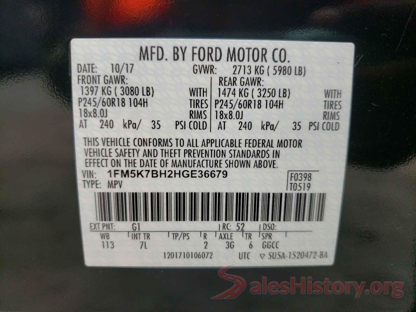 1FM5K7BH2HGE36679 2017 FORD EXPLORER