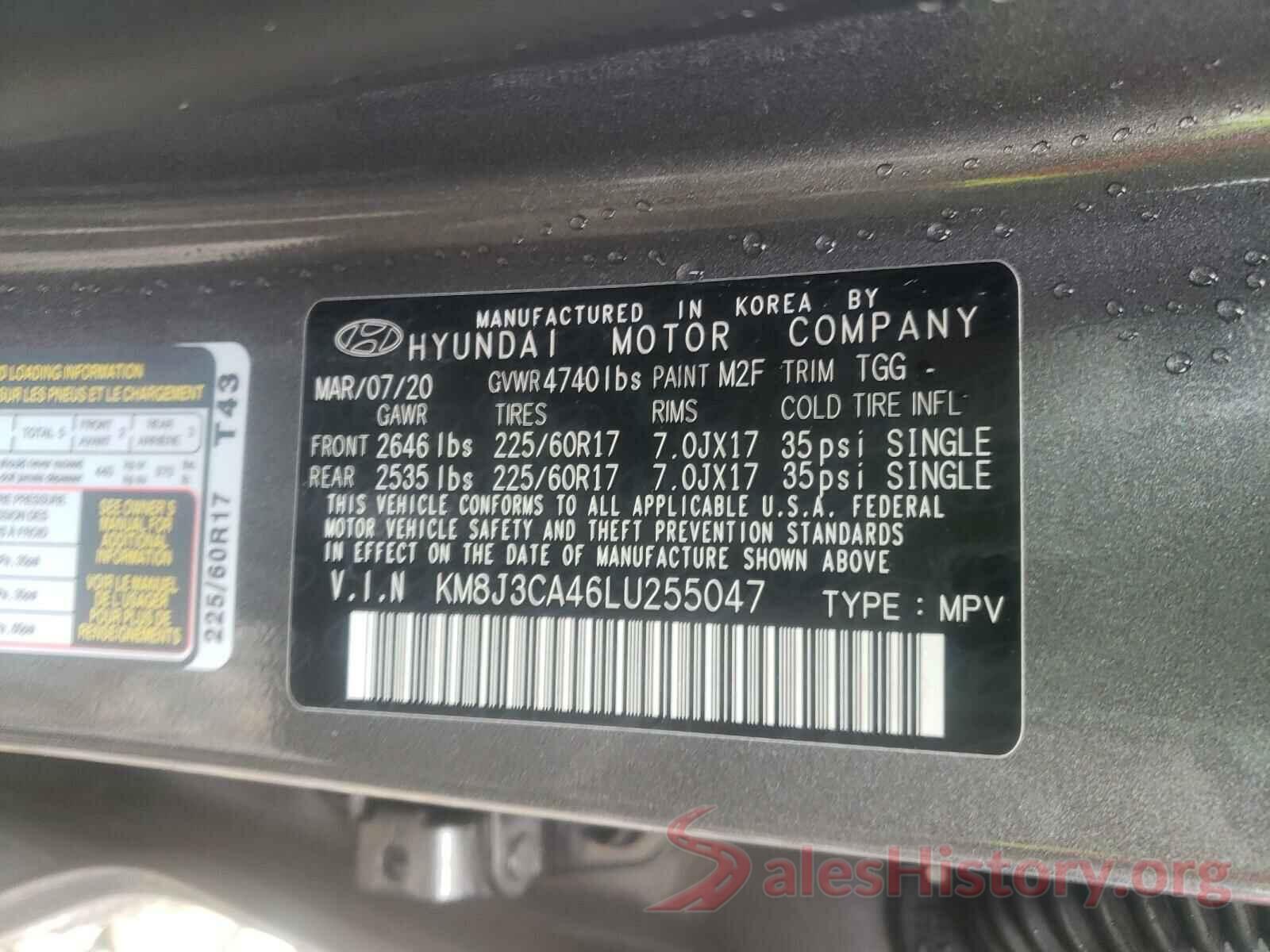 KM8J3CA46LU255047 2020 HYUNDAI TUCSON