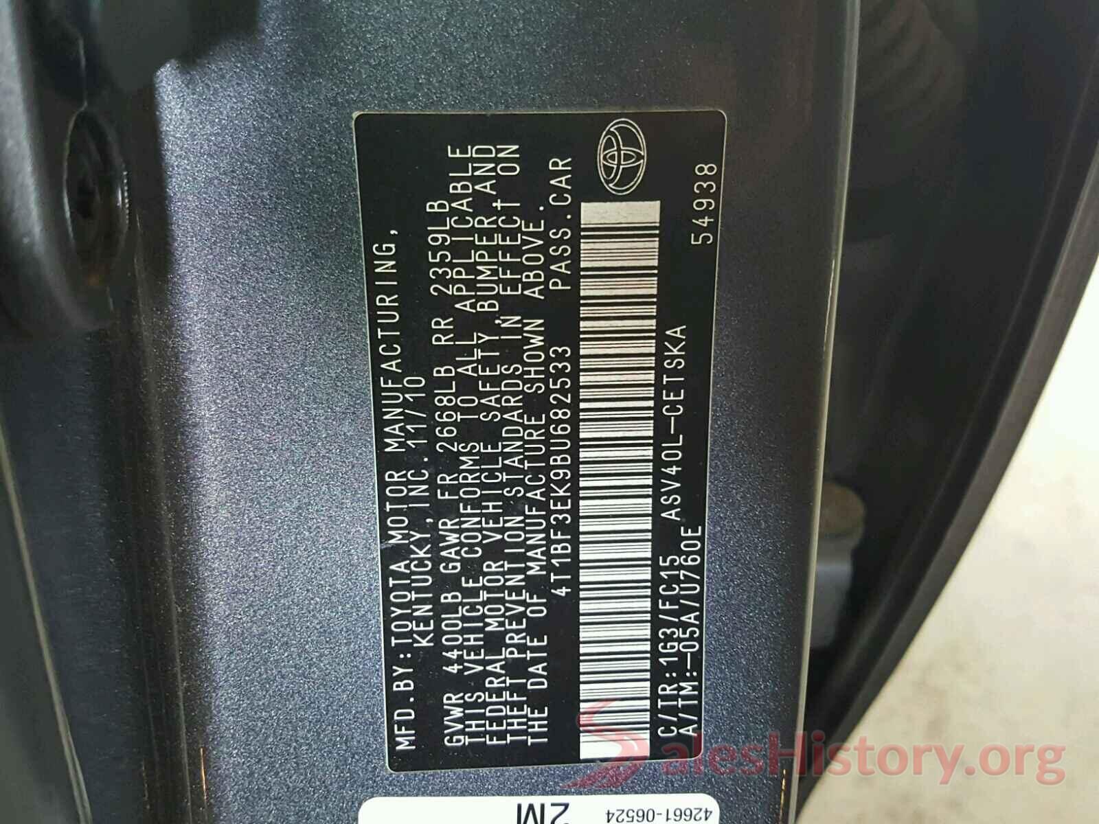 4T1BF3EK9BU682533 2011 TOYOTA CAMRY BASE