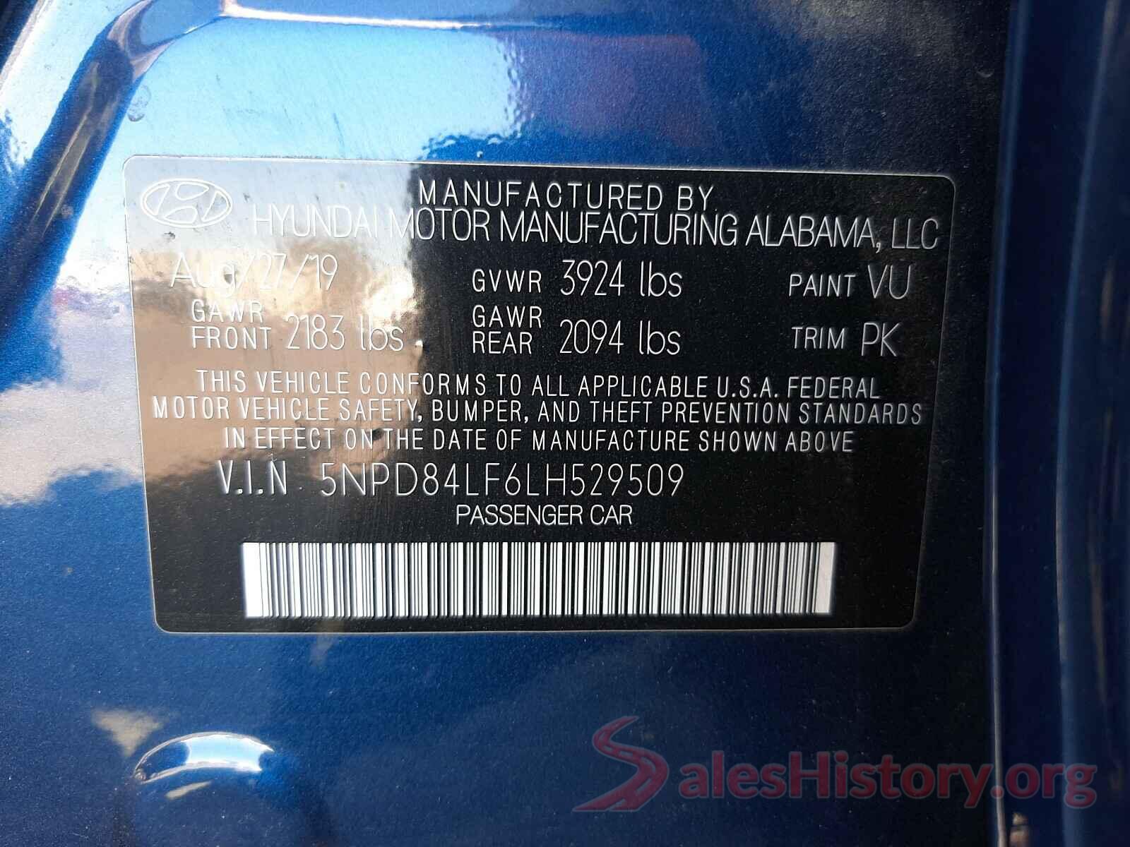 5NPD84LF6LH529509 2020 HYUNDAI ELANTRA