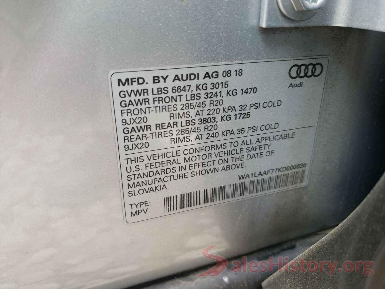 WA1LAAF77KD000636 2019 AUDI Q7