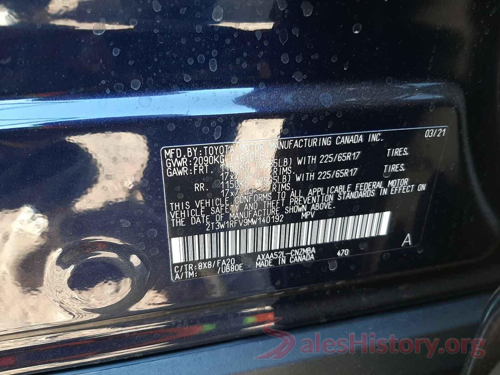 2T3W1RFV9MW140192 2021 TOYOTA RAV4