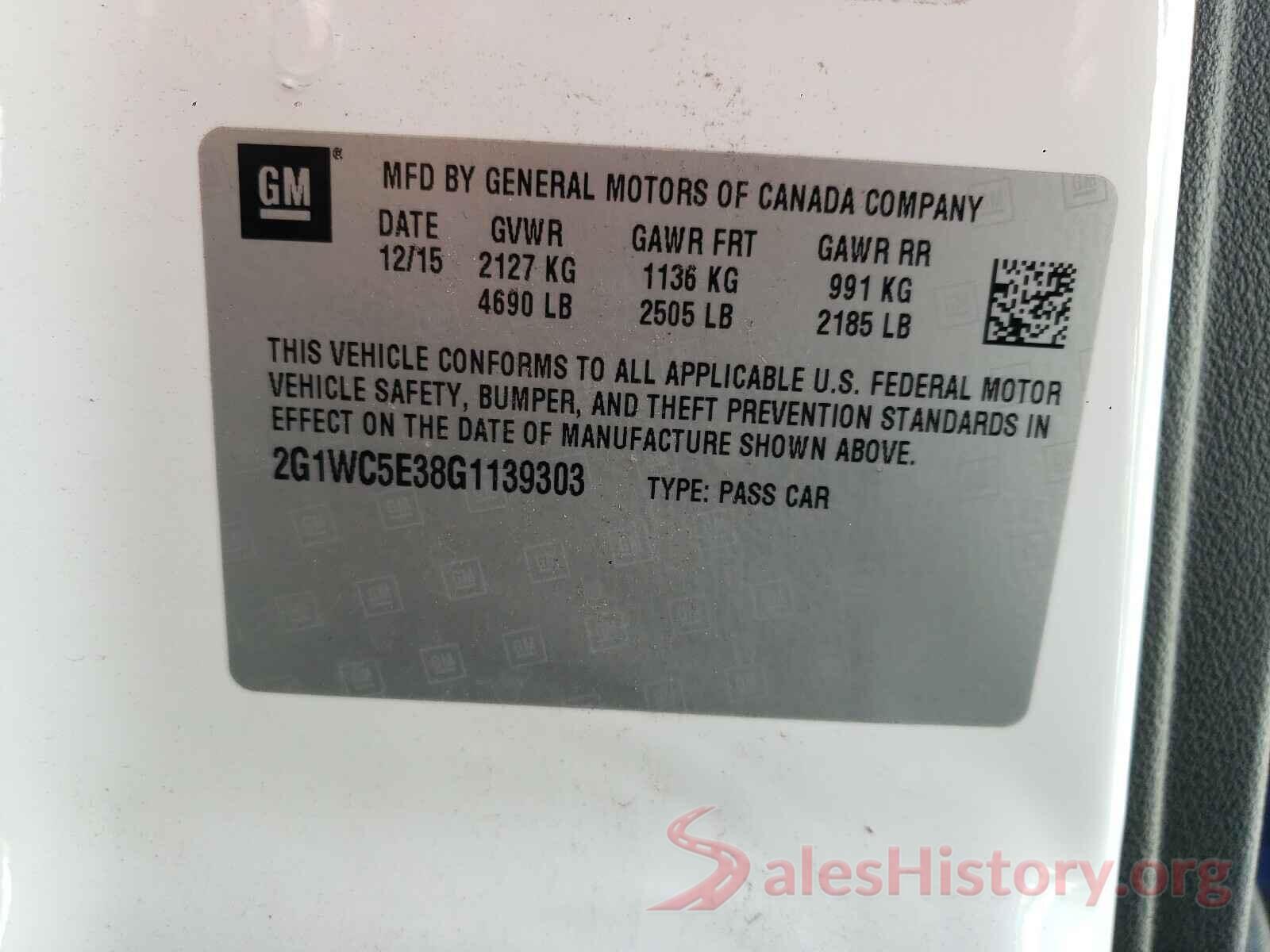 2G1WC5E38G1139303 2016 CHEVROLET IMPALA