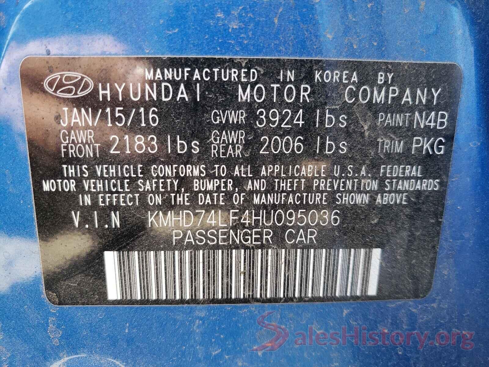 KMHD74LF4HU095036 2017 HYUNDAI ELANTRA