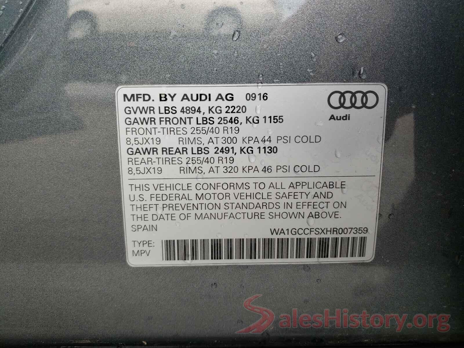 WA1GCCFSXHR007359 2017 AUDI Q3