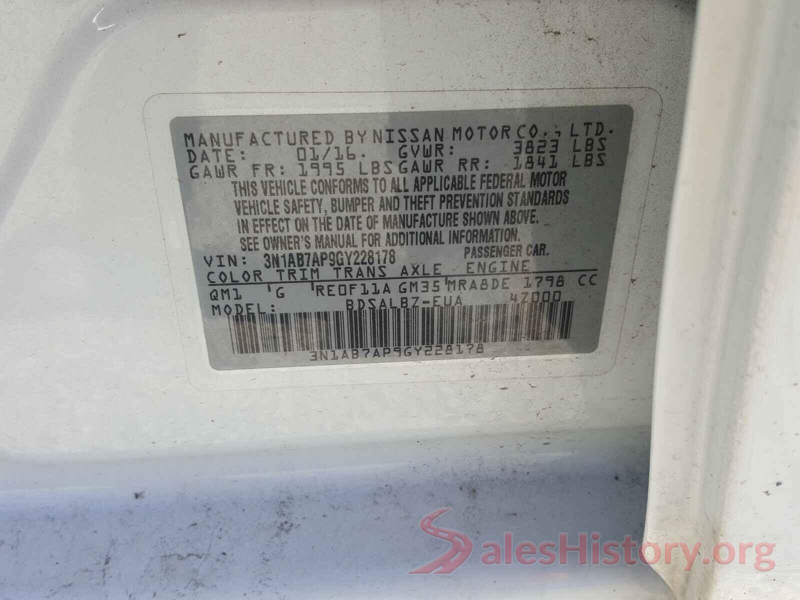 3N1AB7AP9GY228178 2016 NISSAN SENTRA