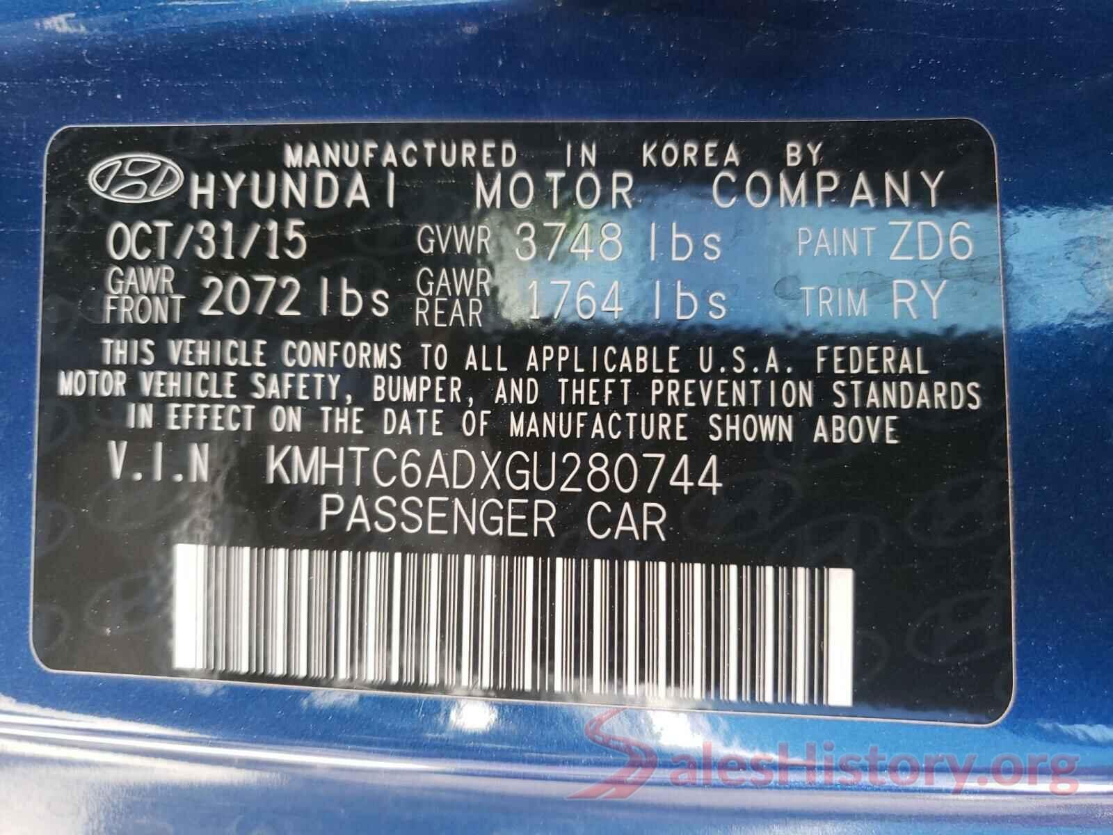 KMHTC6ADXGU280744 2016 HYUNDAI VELOSTER