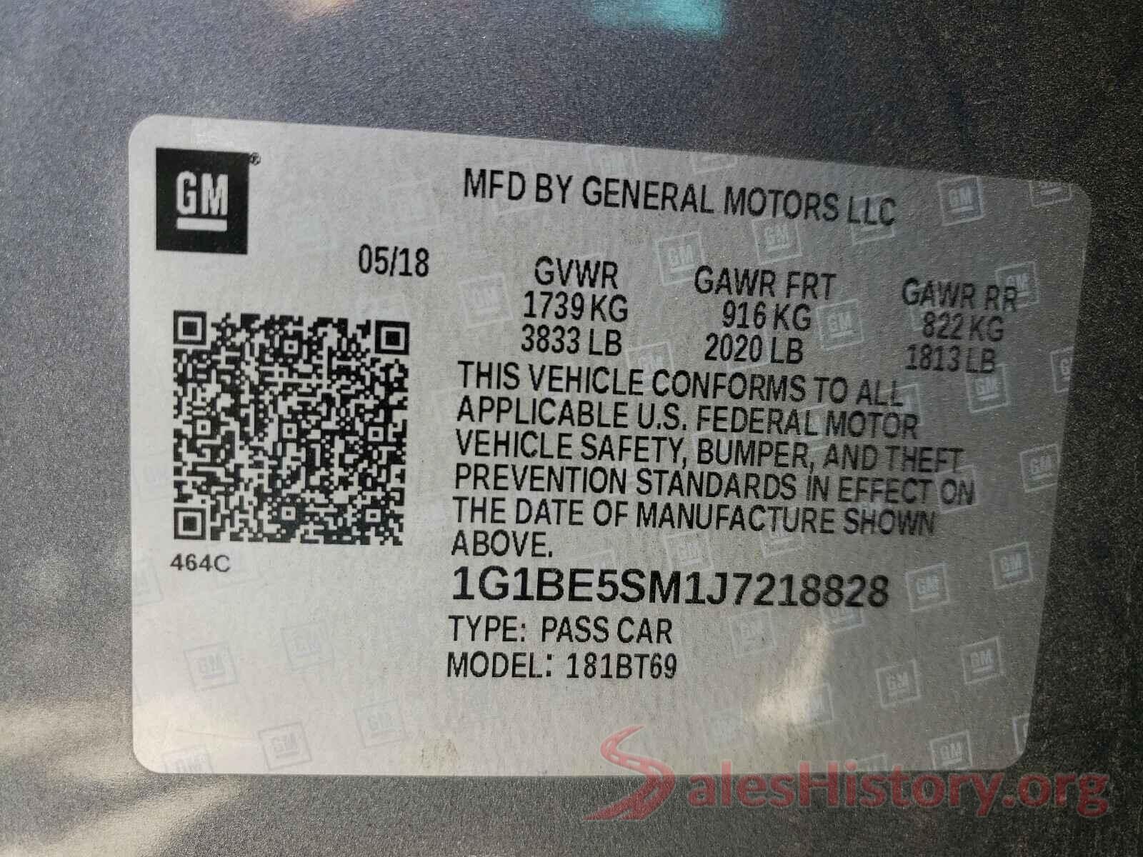 1G1BE5SM1J7218828 2018 CHEVROLET CRUZE