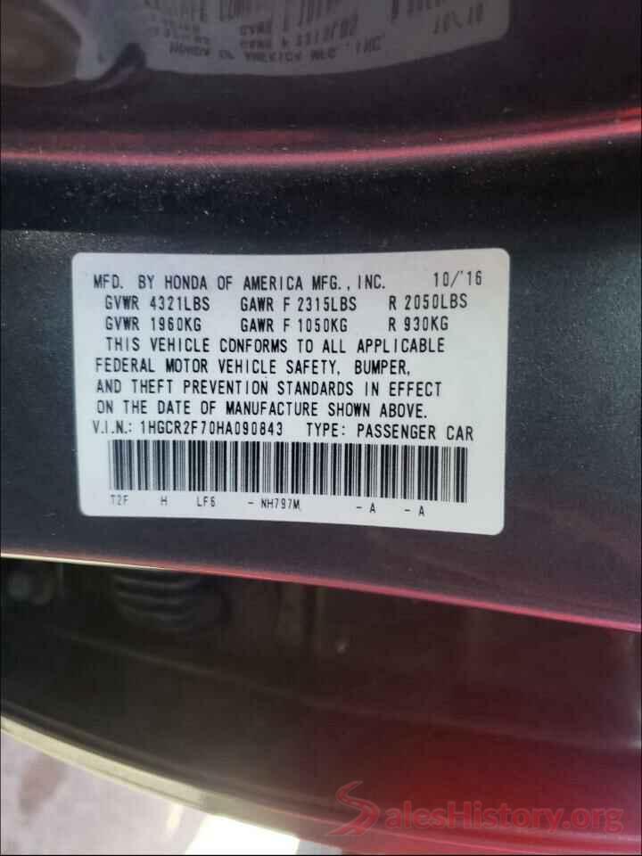 1HGCR2F70HA090843 2017 HONDA ACCORD