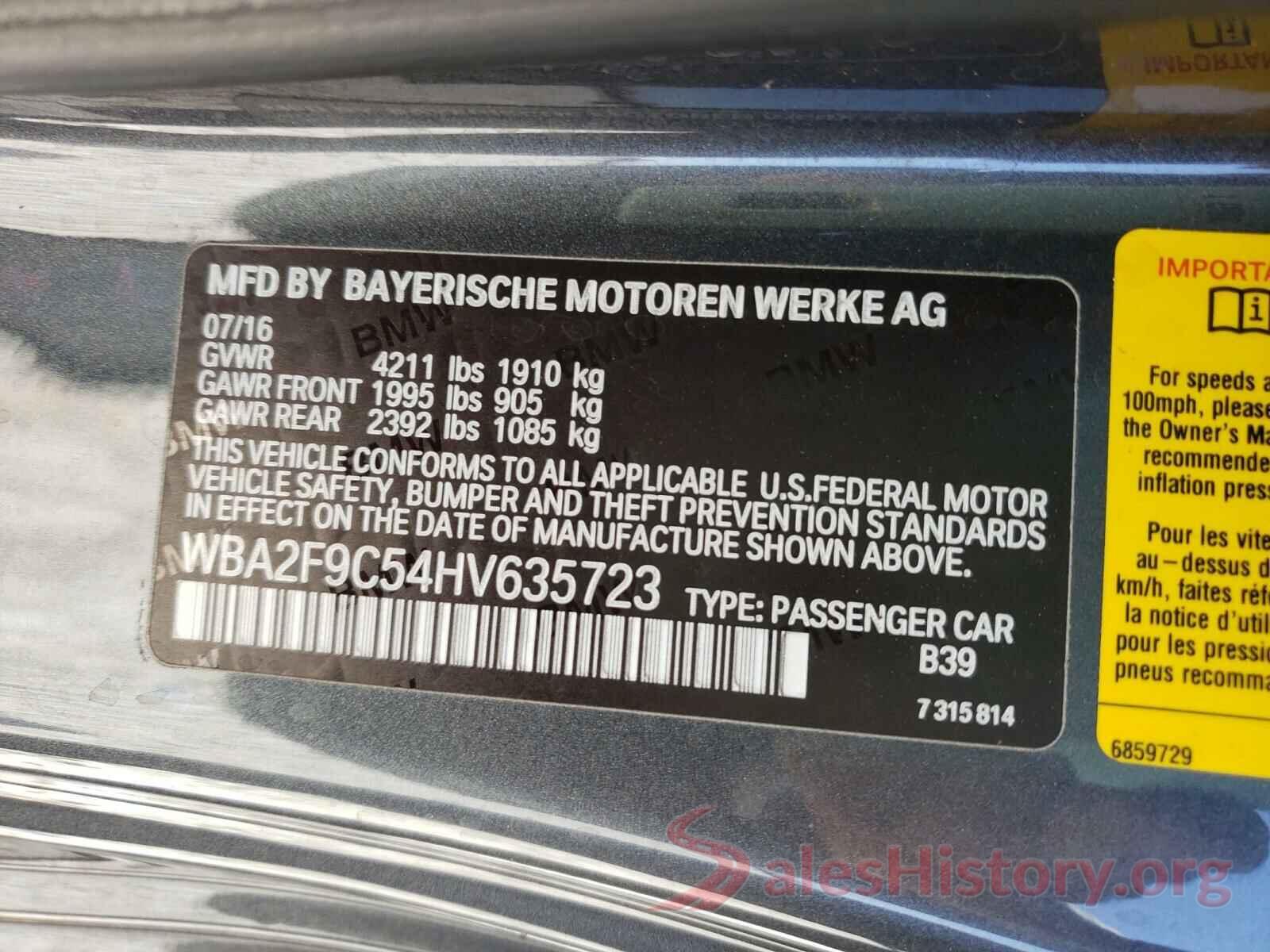 WBA2F9C54HV635723 2017 BMW 2 SERIES