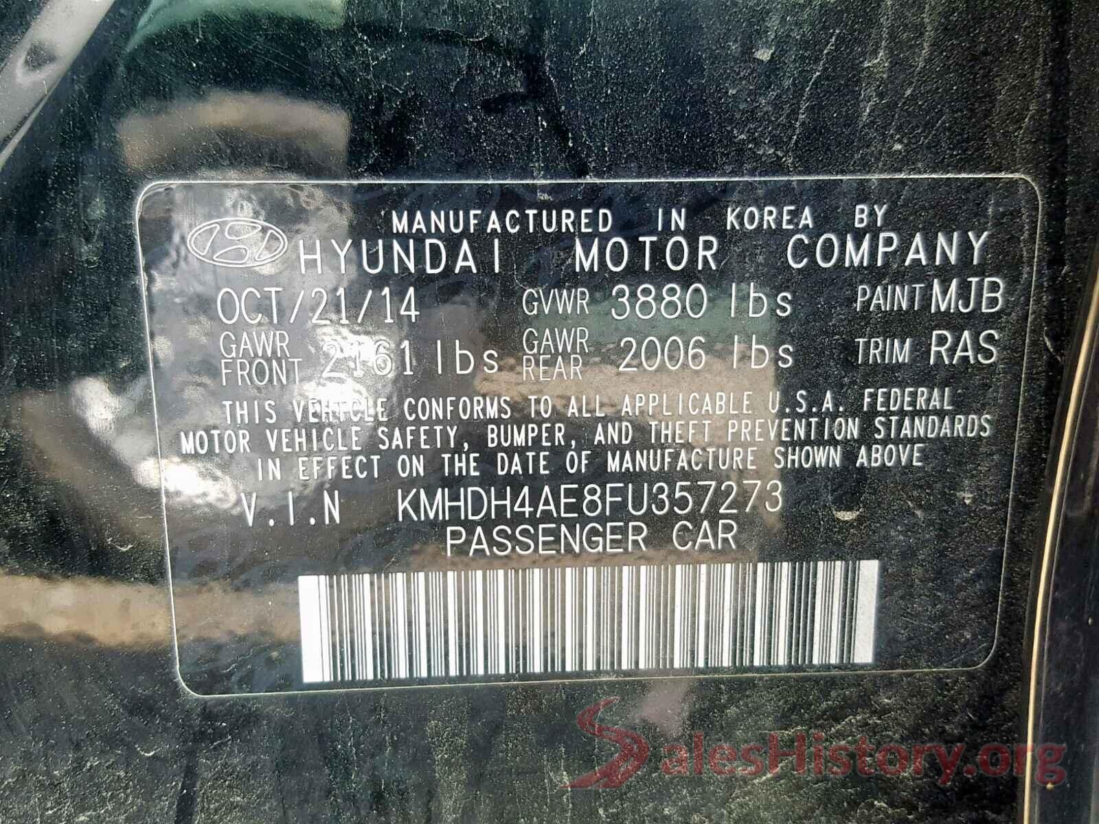 KMHDH4AE8FU357273 2015 HYUNDAI ELANTRA